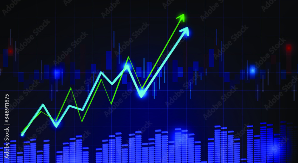 Abstract financial chart with arrow on the stock market, for business and financial concepts and reports Abstract blue vector background Abstract financial chart with arrow on the stock market, for business and financial concepts and reports Abstract blue vector background