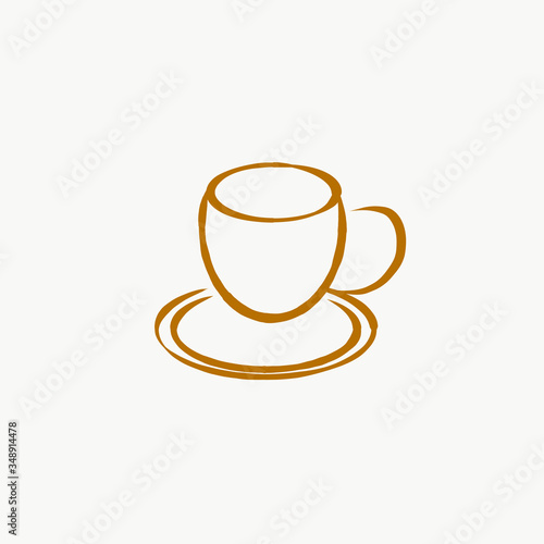 brown color coffee cup with plates