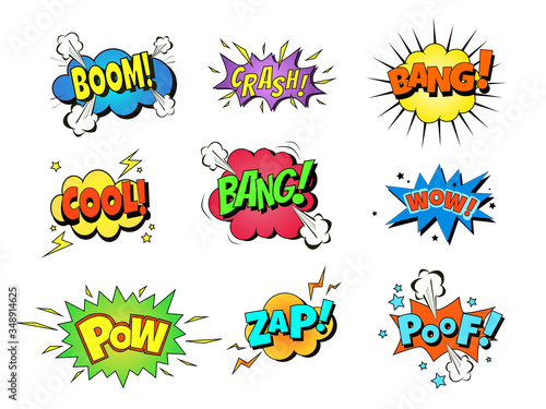 Collection multicolored comic sound Effects