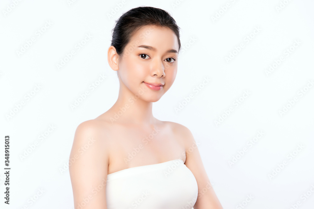 Beauty Woman face Portrait, Beautiful Young Asian Woman with Clean Fresh Healthy Skin, Facial treatment. Cosmetology, beauty and spa, isolated on white background. Beauty Woman face Portrait, Beautiful Young Asian Woman with Clean Fresh Healthy Skin, Facial treatment. Cosmetology, beauty and spa, isolated on white background.