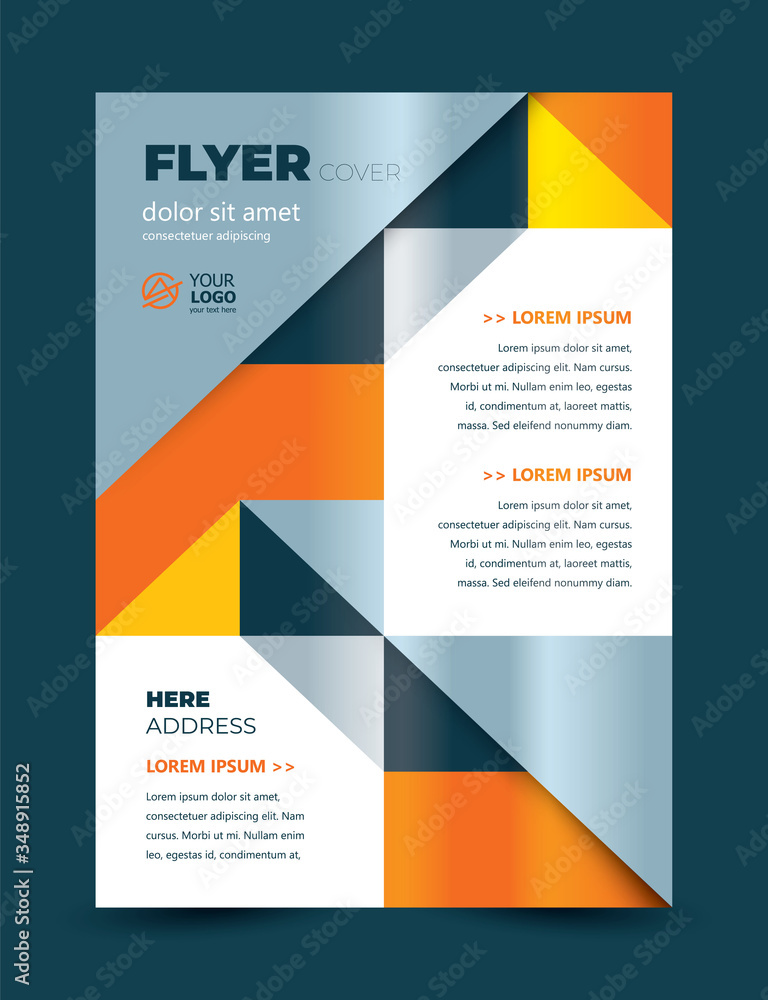 Flyer cover triangles theme design template . Cmyk color profile Flyer cover triangles theme design template . Cmyk color profile
