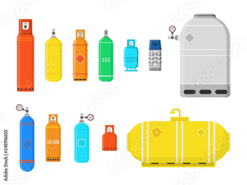 Different gas cylinders.