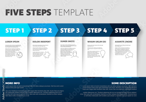 Vector progress five steps template
