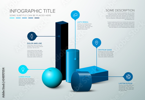 Vector multipurpose Infographic template with 3d shapes