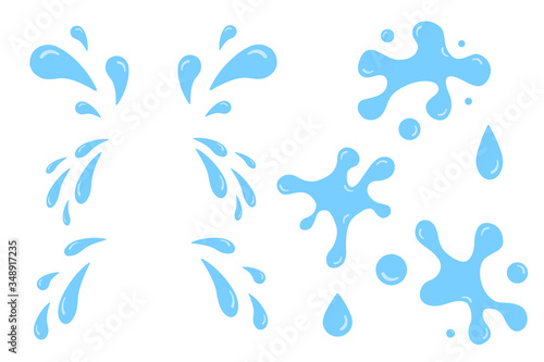 Set of water and water drop icon design, illustration vector. Cartoon tears streams. © Viktoriia
