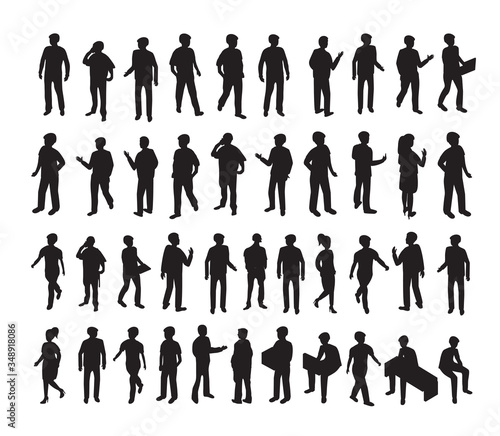 Isometric 3d illustration set Silhouettes of people
