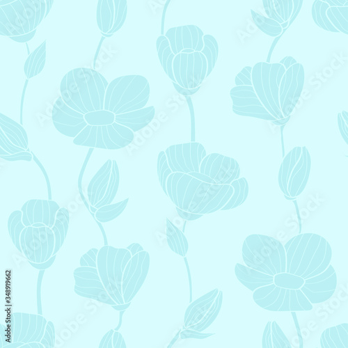 seamless pattern with silhouettes of a curly flowers