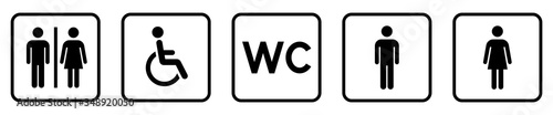 Toilet sign set. Restroom icon. WC sign. Vector illustration