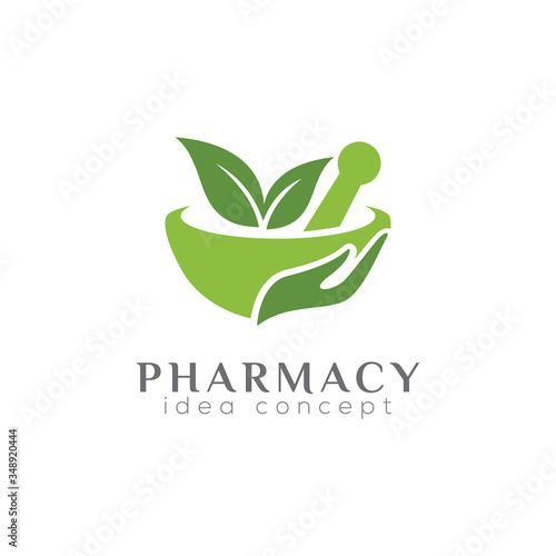 Pharmacy Concept Logo Design Template, Herbal Medicine