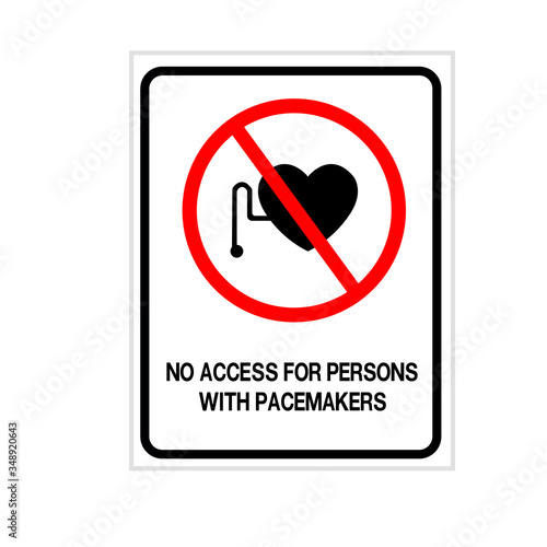 No Access For Persons With Pacemakers Symbol Sign, Vector Illustration, Isolate On White Background Label .EPS10