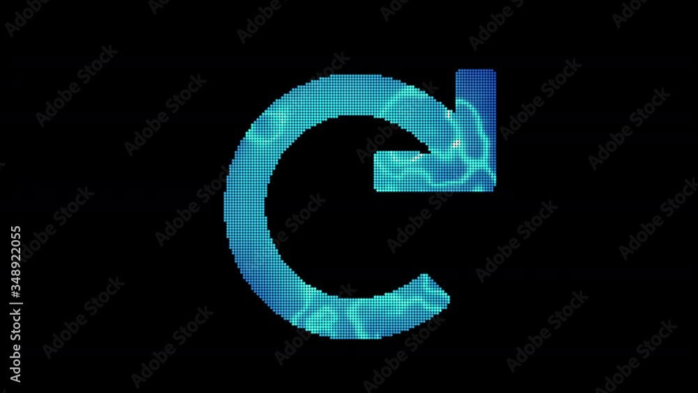 The symbol redo is assembled from small balls. Then it shimmers with blue. It crumbles and disappears. In - Out loop. Alpha channel The symbol redo is assembled from small balls. Then it shimmers with blue. It crumbles and disappears. In - Out loop. Alpha channel