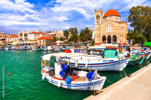 Fototapeta Naklejka Na Ścianę i Meble -  pictorial idyllic greek islands - Aegina , Saronic Gulf, Greece