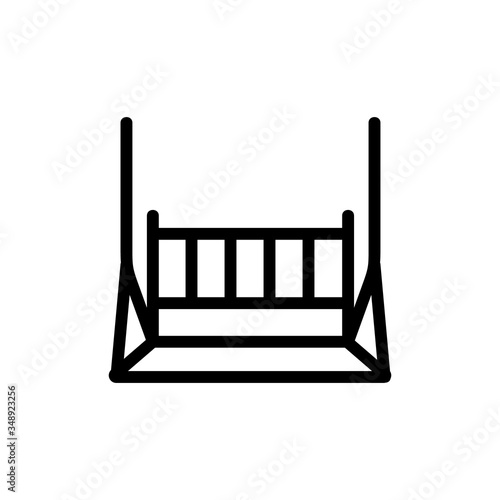hanging wooden swing icon vector. hanging wooden swing sign. isolated contour symbol illustration