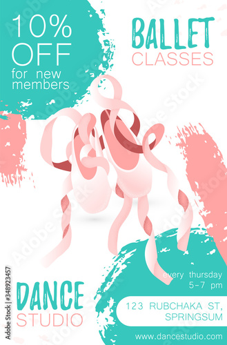 Template poster with ballerina pointe shoes