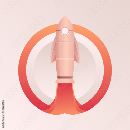 icon illustration launching a rocket, retro concept for poster logo, vector eps 10