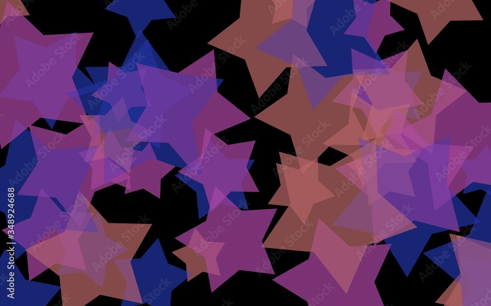 Obraz premium Multicolored translucent stars on a dark background. Orange tones. 3D illustration