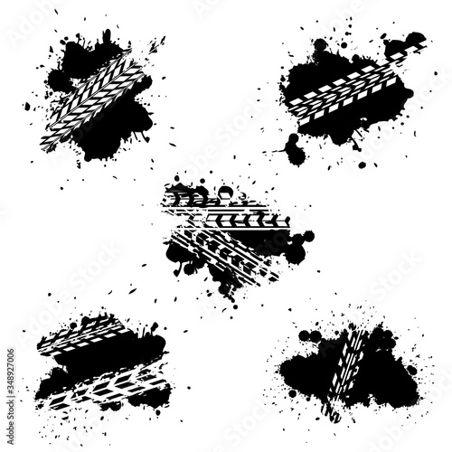 Tire tracks isolated on white background