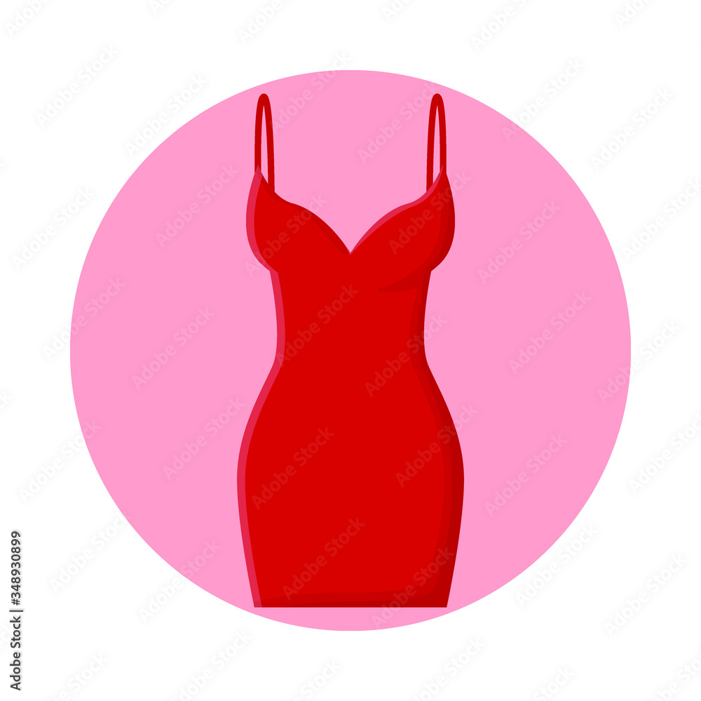 Womens Dress Fashion Clothing. Flat Icon Vector Design