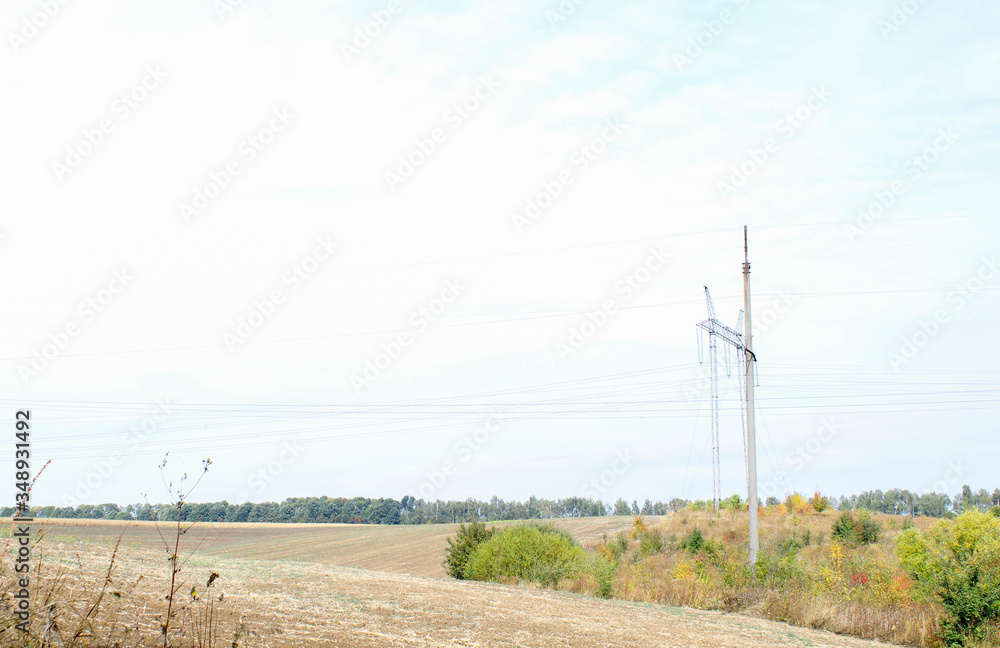 Power lines over the field Power lines over the field