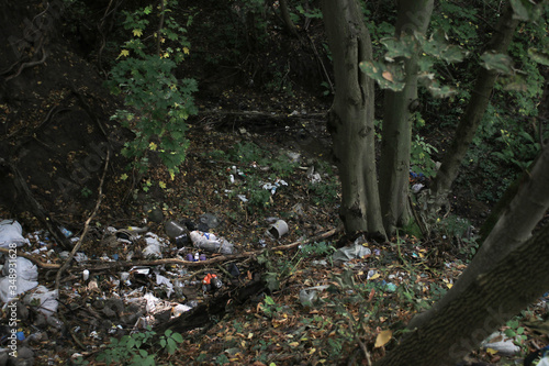 Huge pile of garbage in the forest