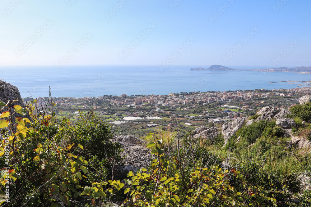 Italy, Lazio - The inhabited area of Formia and, in the background, the promontory of Gaeta seen from Monte Campese