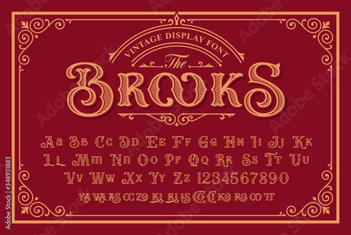 A Vintage Font with upper and lower case, numbers, and special ligatures as well. It is perfect for logo and packaging design, short phrases, or headlines. photo