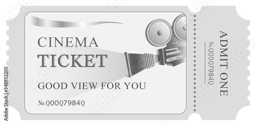 Retro vintage movie ticket in black and white