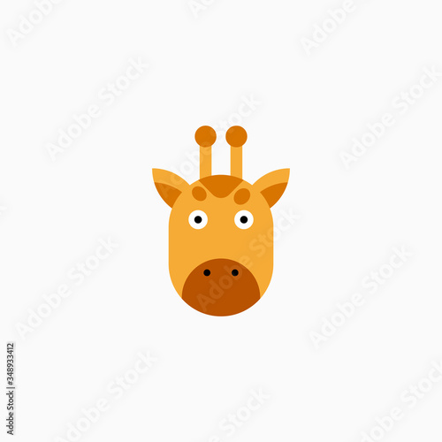 Vector Flat Giraffe s face isolated. Cartoon style illustration. Animal s head logo. Object for web  poster  banner  print design. Advertisement decoration element.