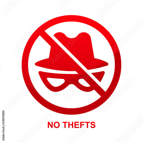 No thefts sign isolated on white background vector illustration.