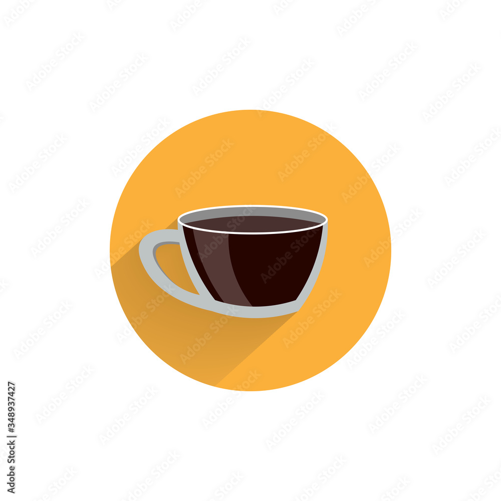 Obraz premium cup of coffee colorful flat icon with long shadow. cup of coffee flat icon