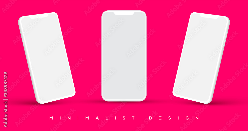 Minimalist modern clay mockup smartphones. Vector EPS.