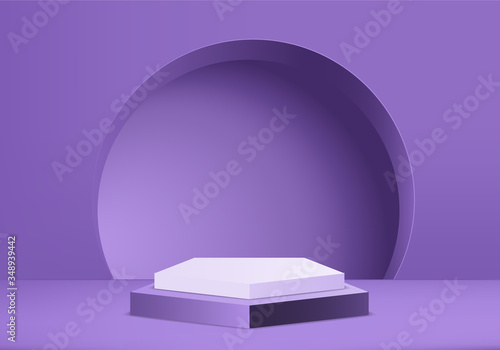 Minimal purple Podium and scene with 3d render vector in abstract background composition, 3d illustration mock up scene geometry shape platform forms for product display. stage for awards in modern
