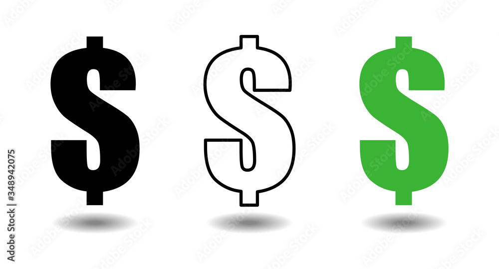 Dollar signs isolated on white background. Dollar symbol set . Vector illustration. Dollar signs isolated on white background. Dollar symbol set . Vector illustration.