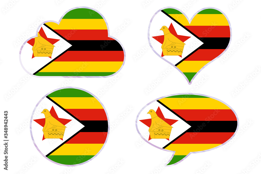 Zimbabwe flag in different shapes Zimbabwe flag in different shapes