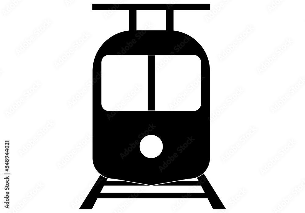 Símbolo negro de un tren en unas vías. Símbolo negro de un tren en unas vías.