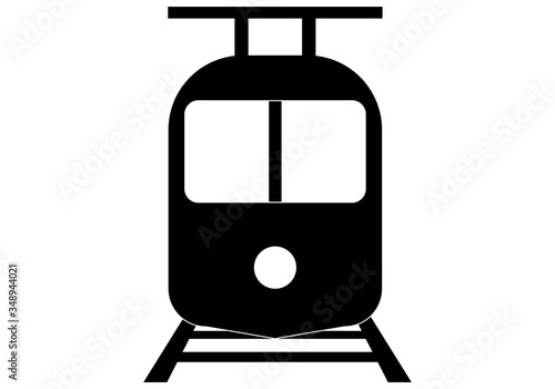 Símbolo negro de un tren en unas vías.