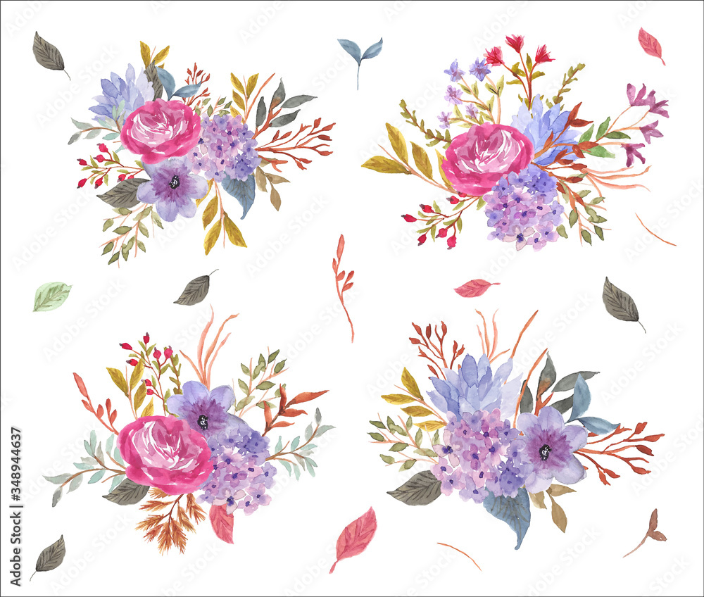 Bautiful floral arrangement watercolor collection 
