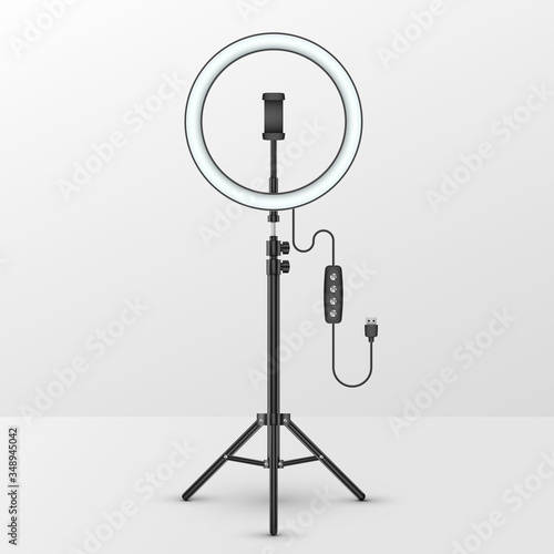 Studio lamp light ring, selfie photo camera stick