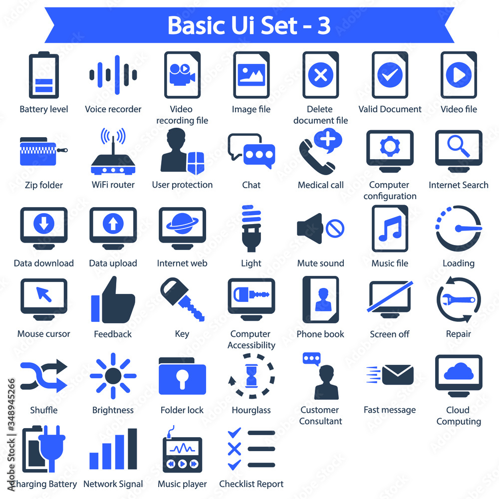 Basic Ui Icon set 3 - Blue series Basic Ui Icon set 3 - Blue series
