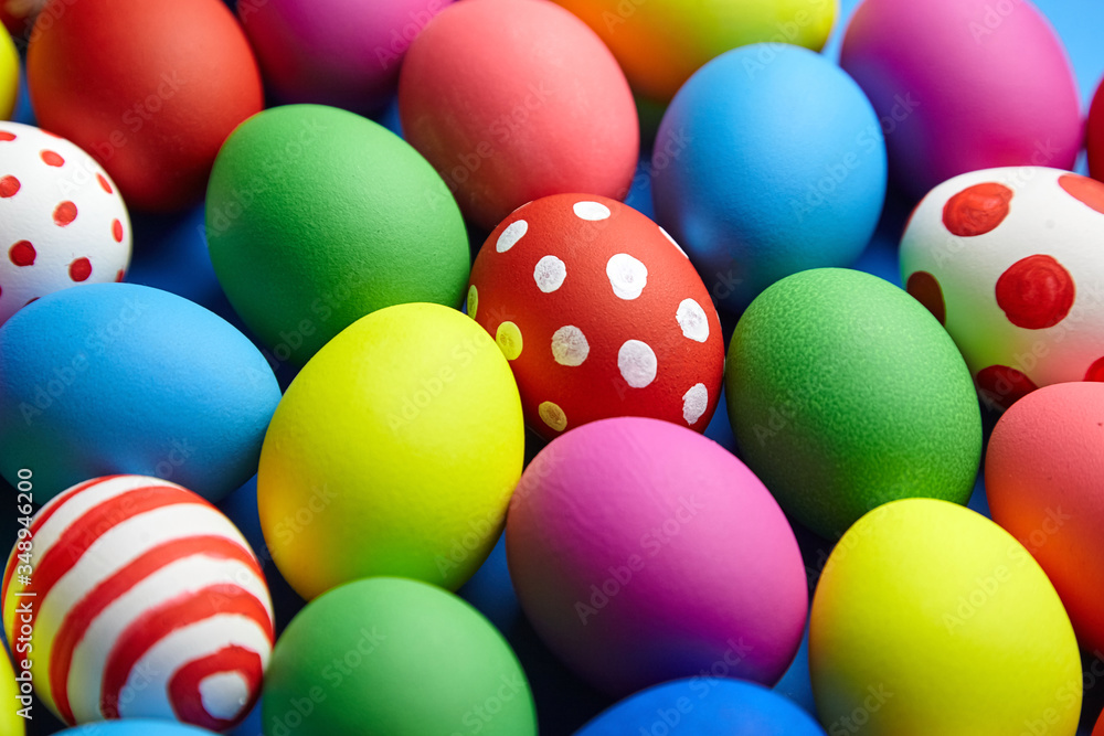 Easter Eggs colorful background. Easter Sunday or Easter Day (Pascha)