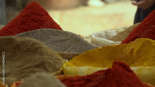 Spices for sale in a Moroccan market