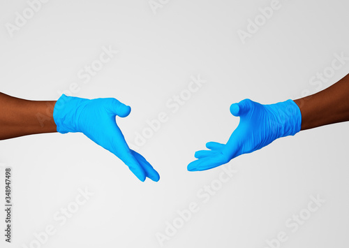 Nitrille glove. Medic's hands. Open
 photo