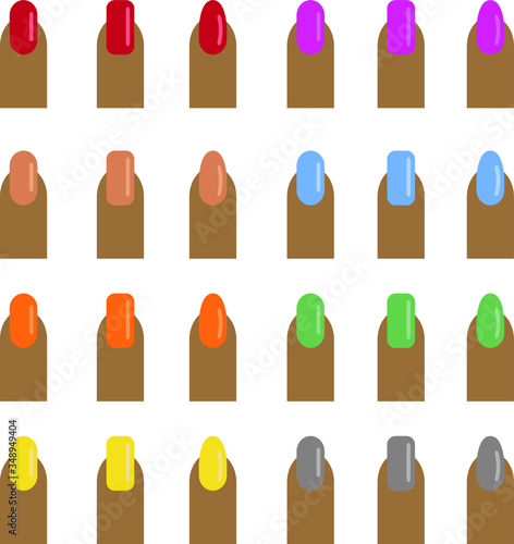 finger  nail  fingernail  manicure  nail polish vector icon set  various colors