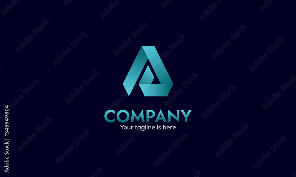 A Letter Ribbon Digital App Triangle Shape Logo A Letter Ribbon Digital App Triangle Shape Logo