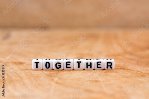 cube words on the wooden table