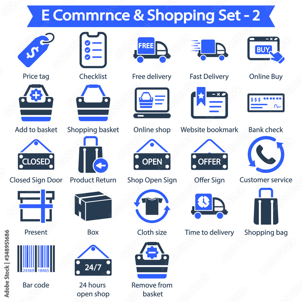 E Commerce and shopping Icon set 2 - Blue series E Commerce and shopping Icon set 2 - Blue series