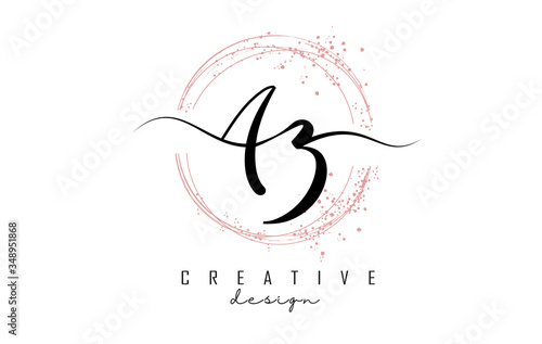 Handwritten AZ a z letters logo with dust pink sparkling circles and glitter.
