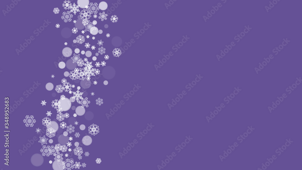 Christmas and New Year ultra violet snowflakes