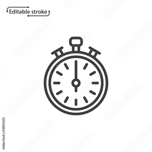 Stopwatch line vector icon. Editable stroke. 