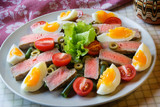Nicoise salad with tuna steak